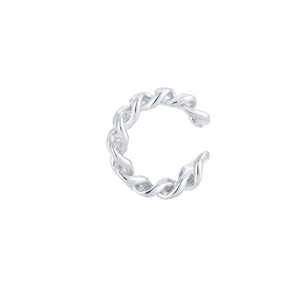 Elli Elli Boucles d'Oreilles Femme Moderne Tressée en Argent Sterling 925 Boucles d'oreilles