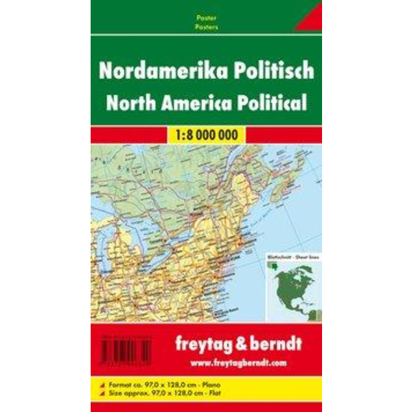 Nordamerika physisch-politisch 1 : 8 000 000 Planokarte - Straßenkarte