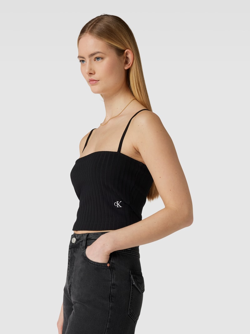 Crop Top im Ripp-Look in black