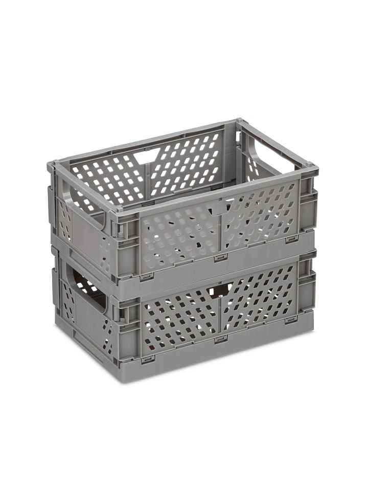 relaxdays 2 x Klappbox in Grau - (B)25 x (H)10 x (T)16,5 cm günstig kaufen onesize