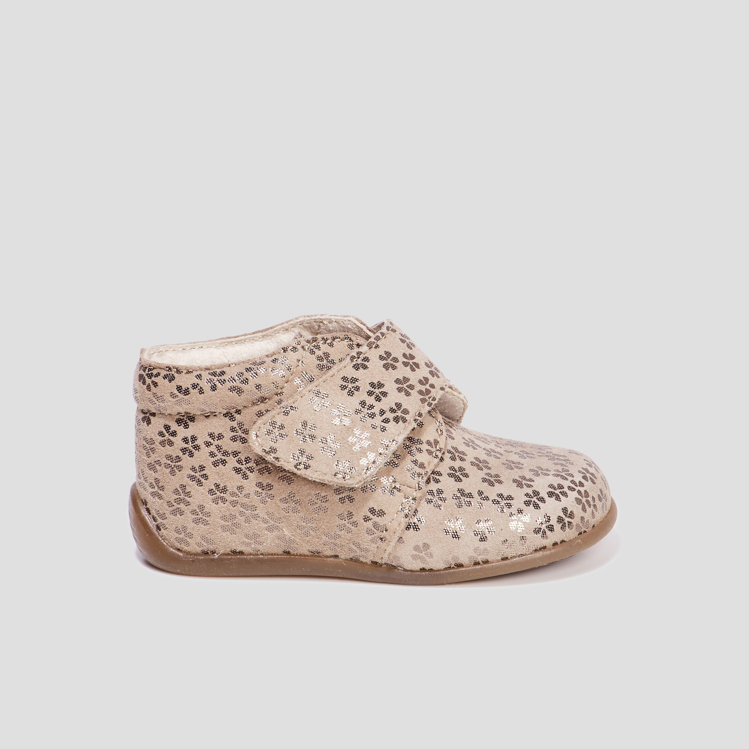 Bottillons à scratchs en cuir marron bébé fille | La Halle