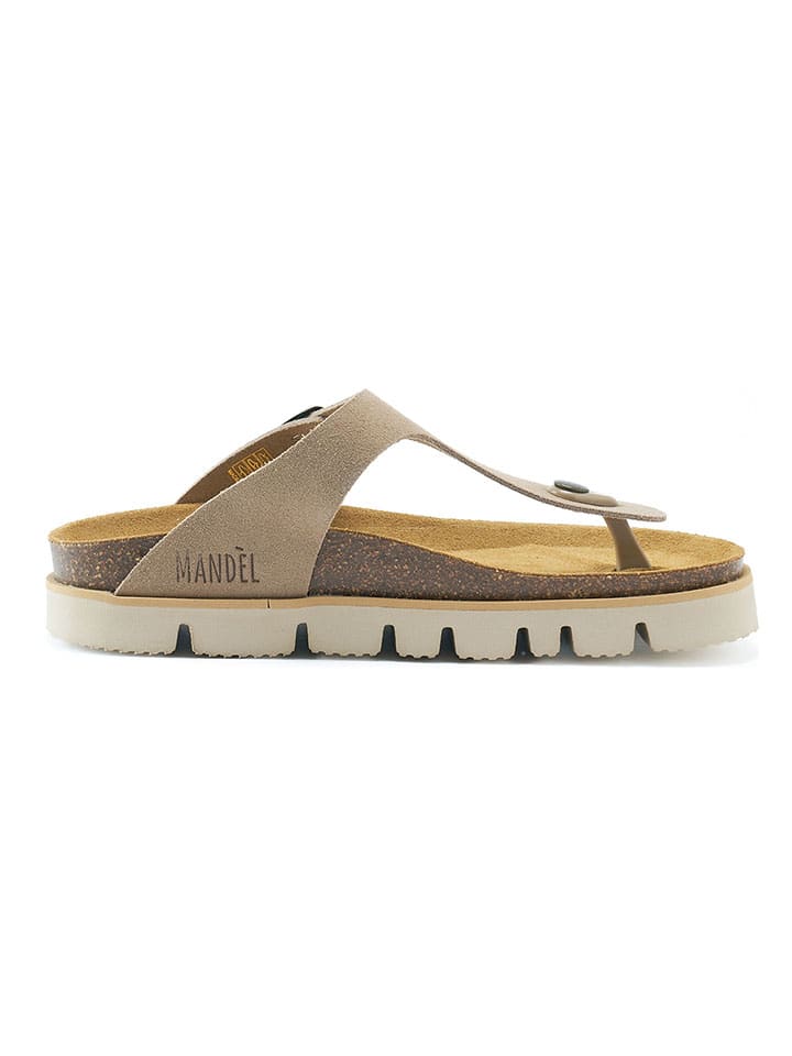Mandel Leder-Zehentrenner in Taupe günstig kaufen