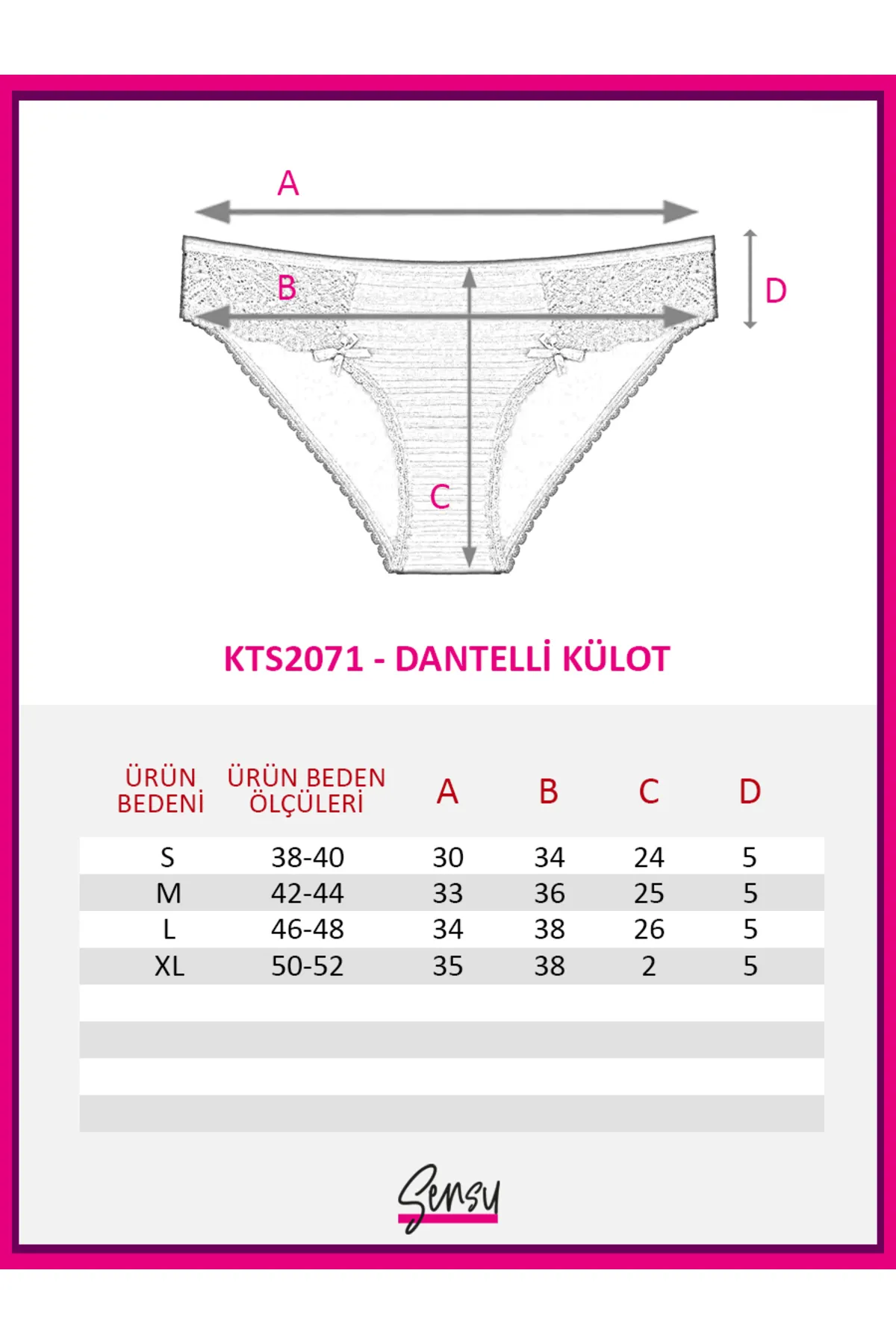 Sensu  5-teiliges Slip-Set für Damen aus Tüll und Spitze – Kts2071 (BREITE GRÖSSE)