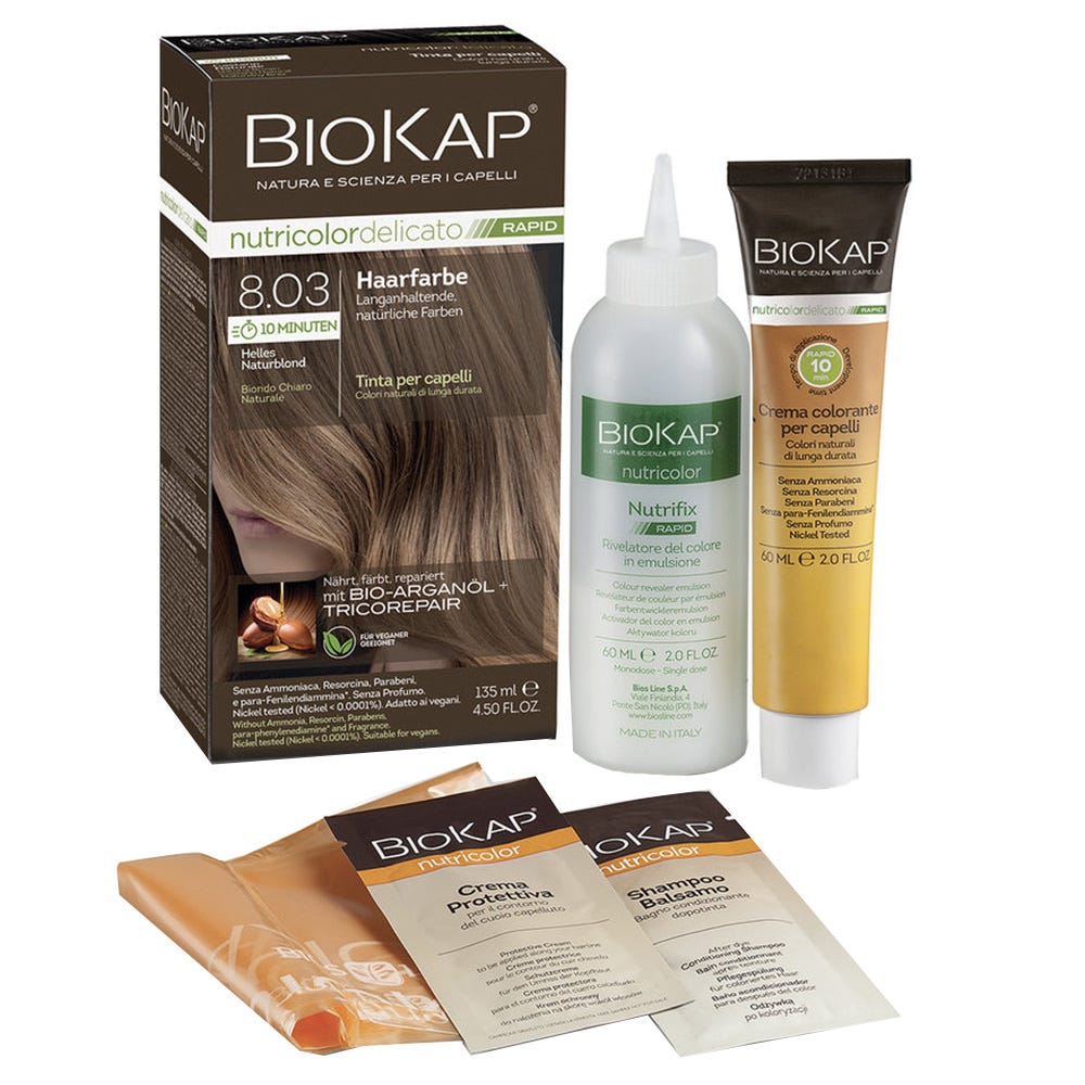 BIOKAP Haarfarbe Nutricolor Delicato Rapid Helles Naturblond 8.03 135 ml