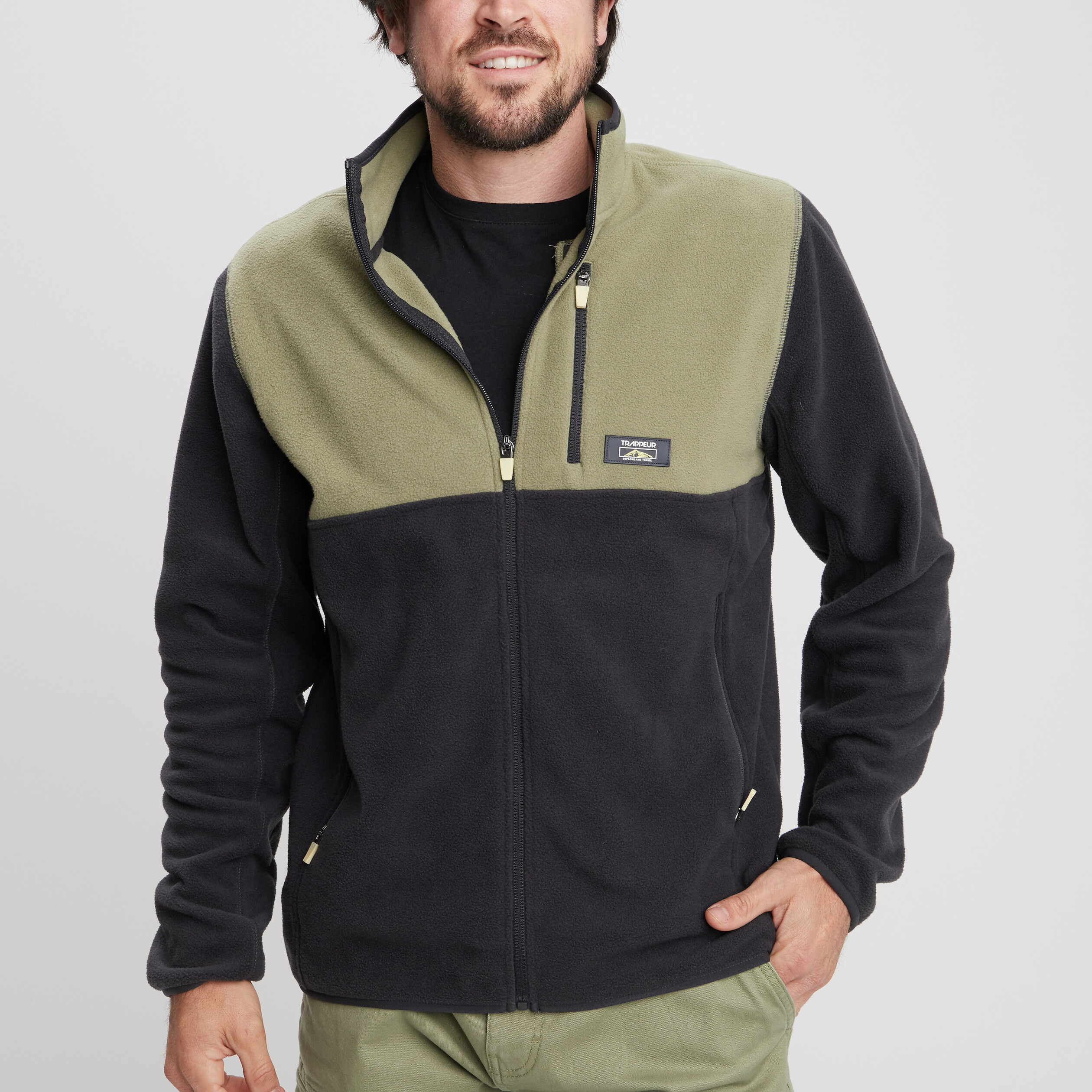 Gilet polaire col montant gris foncé homme | La Halle