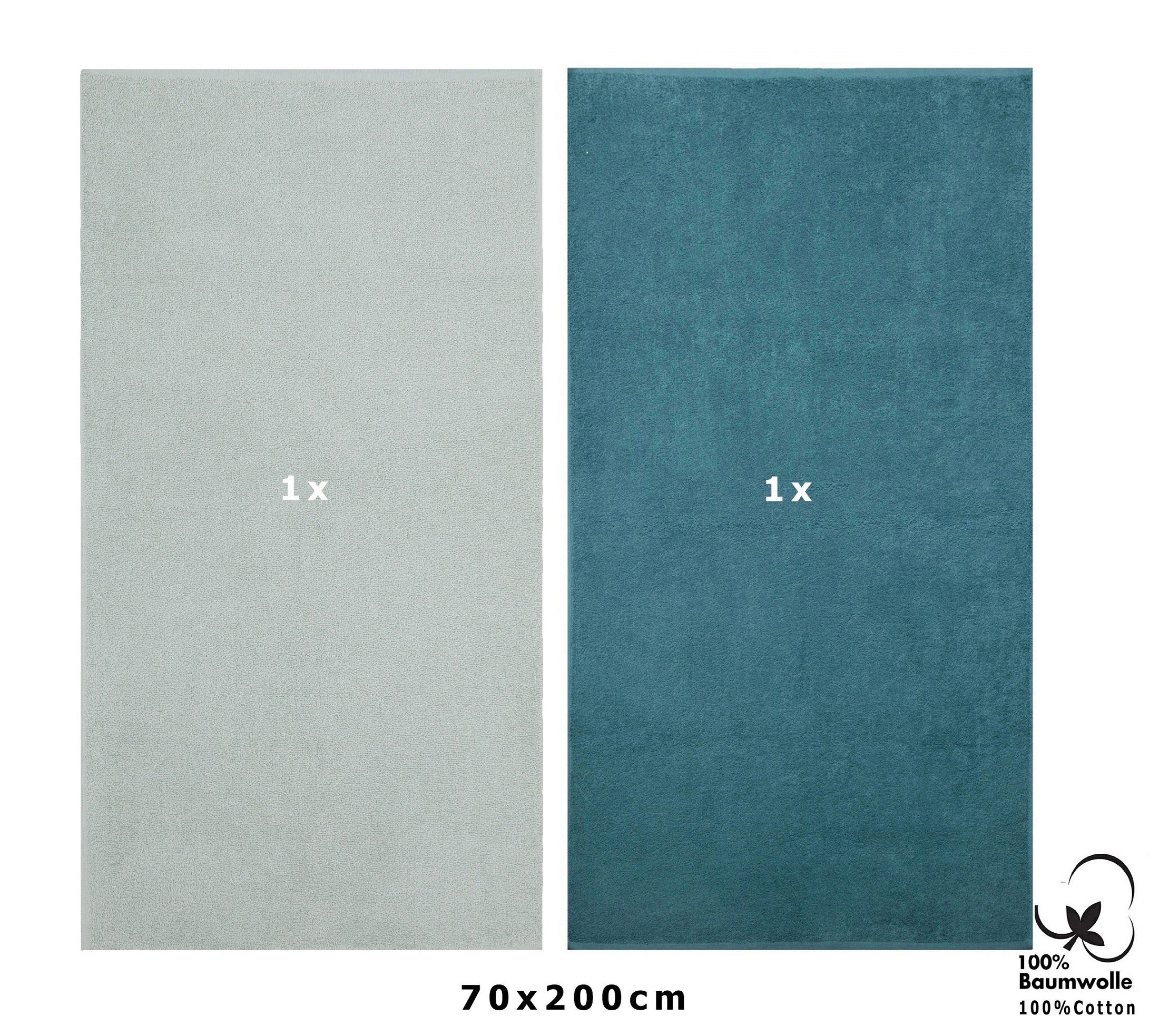Betz Saunatuch 2 Stück Saunatücher XXL Berlin 70 x 200 cm Jade - Taubenblau, 100% Baumwolle