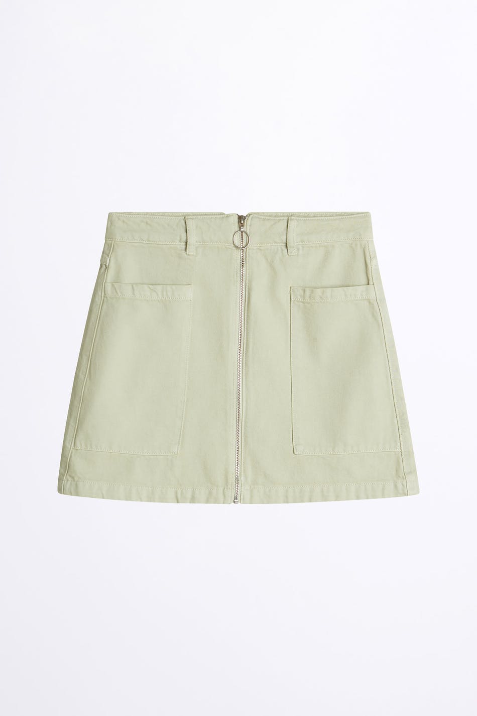 Utility zip denim skirt