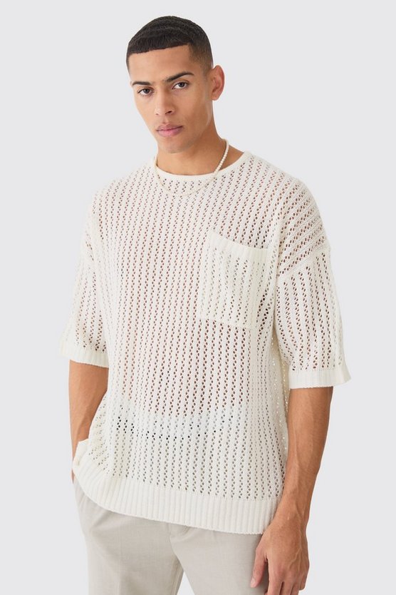 Oversize T-Shirt mit Tasche und Naht-Detail