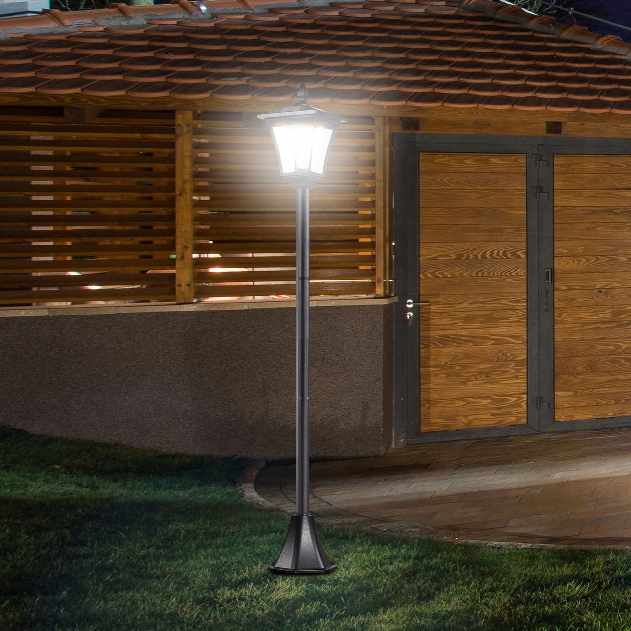 Outsunny Solar Gartenlaterne Laterne Gartenleuchte mit LED 40 Lumen H160cm