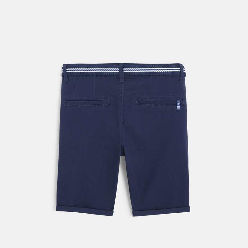Bermuda en toile + ceinture bleu garçon