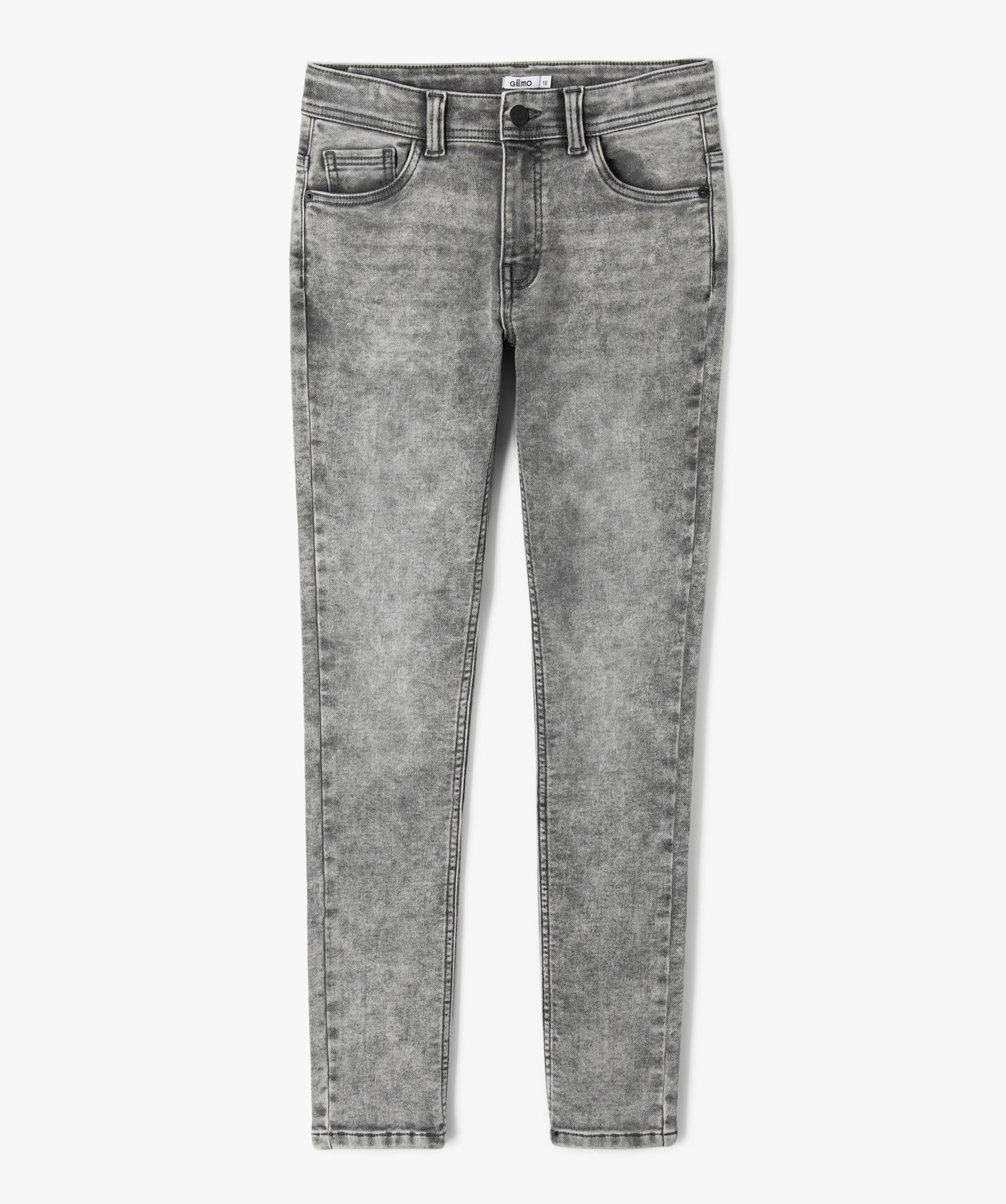 Jean Garçon coupe Skinny coloris délavé gris | GEMO