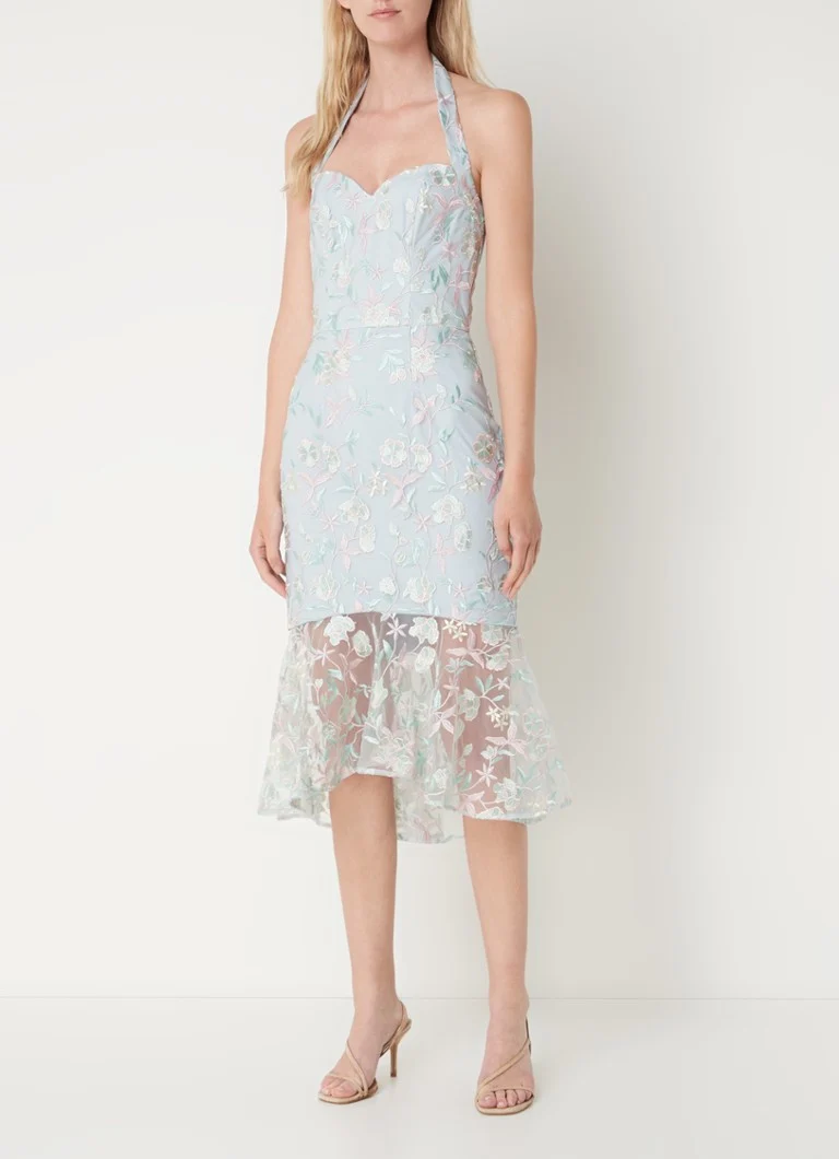 Vestido midi semitransparente de encaje floral de Chi Chi London
