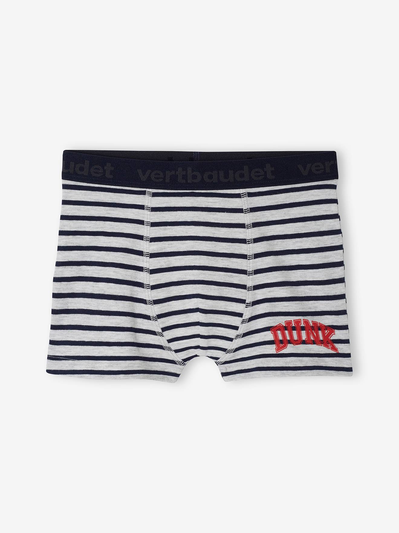 Vertbaudet 5er-Pack Jungen Boxershorts mit Bio-Baumwolle, Basketball - grau meliert