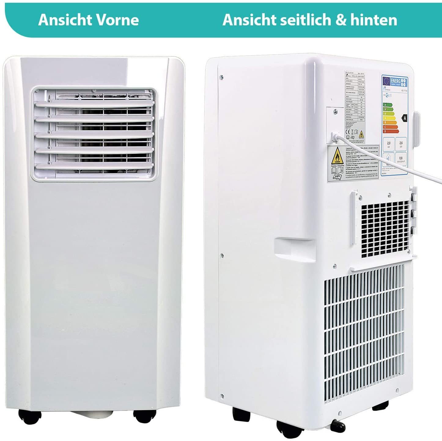 JUNG 3-in-1-Klimagerät TV05 mobile Klimaanlage mit Fernbedienung 3,2 KW, mobiles Klimagerät, 11000BTU leise, Abluftschlauch, Timer Airconditioner Luftkühler Mobil