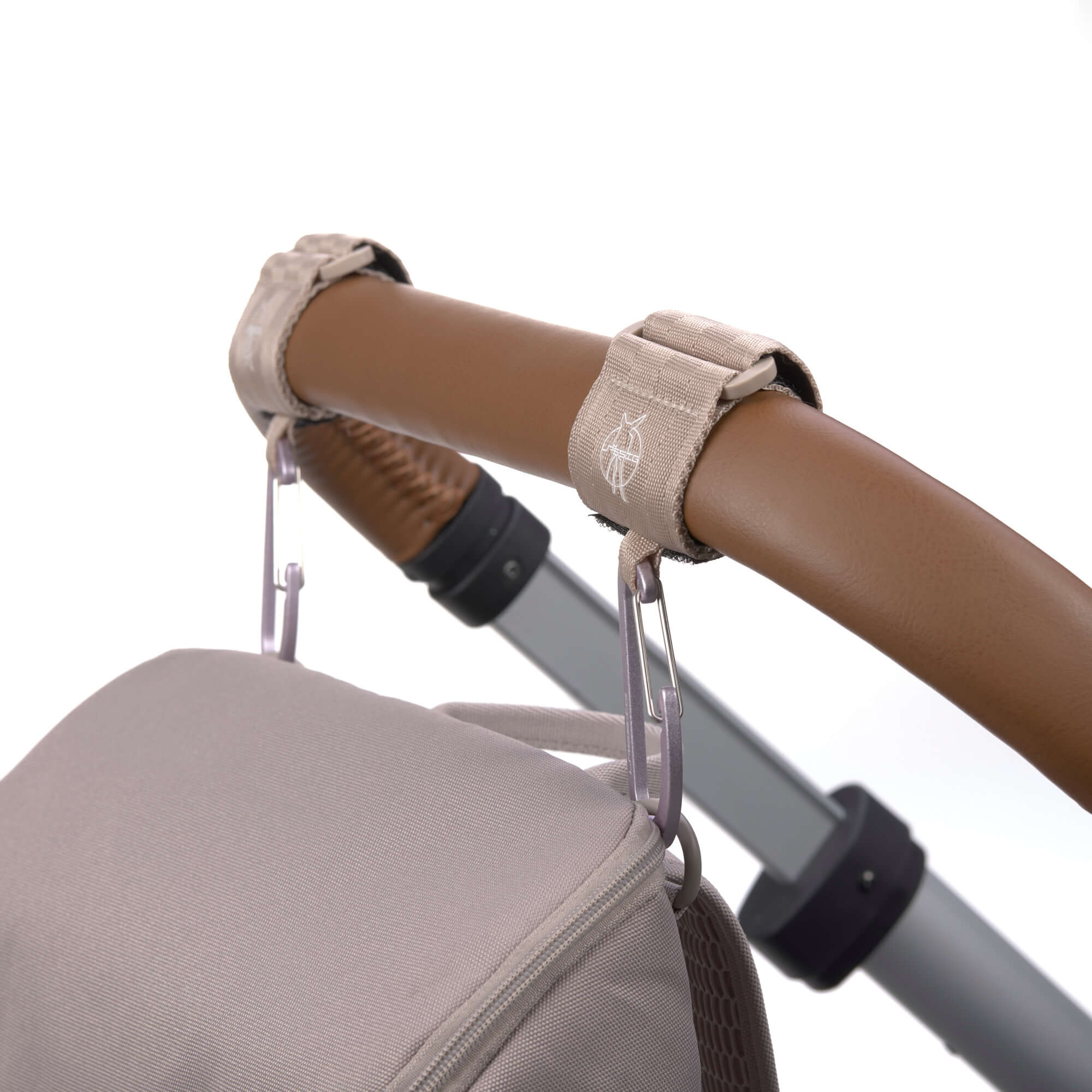 Kinderwagenhaken 2er Set - Karabiner, Beige