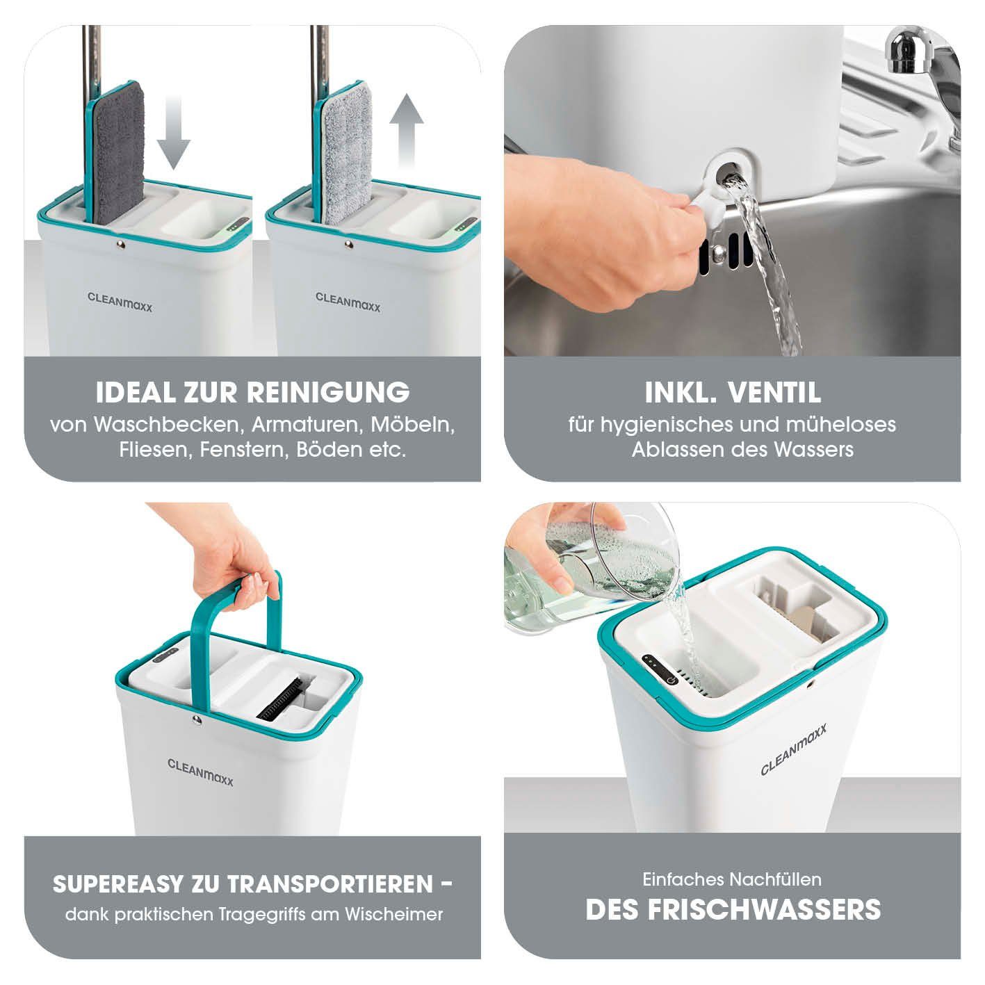 CLEANmaxx Wischmopp Easy Mopp - 2,5l - weiß/türkis