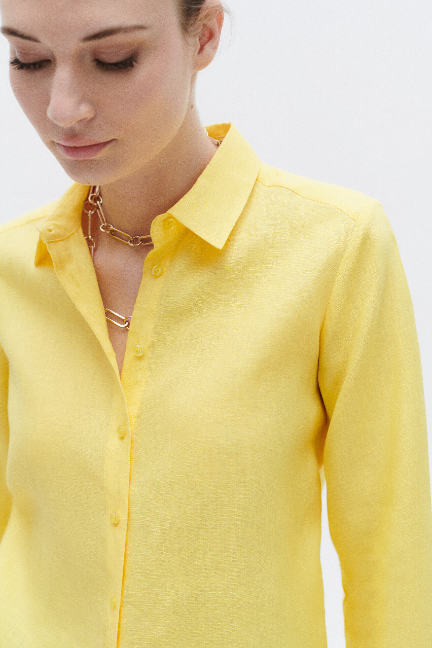 chemise brenda 100% lin jaune femme