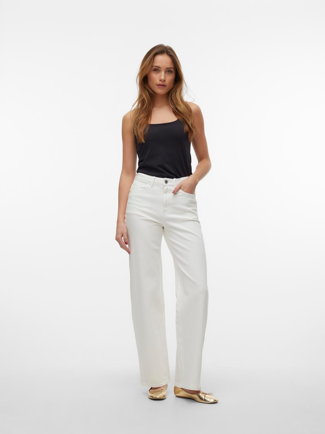 VMTESSA Hohe Taille Weit geschnitten Jeans