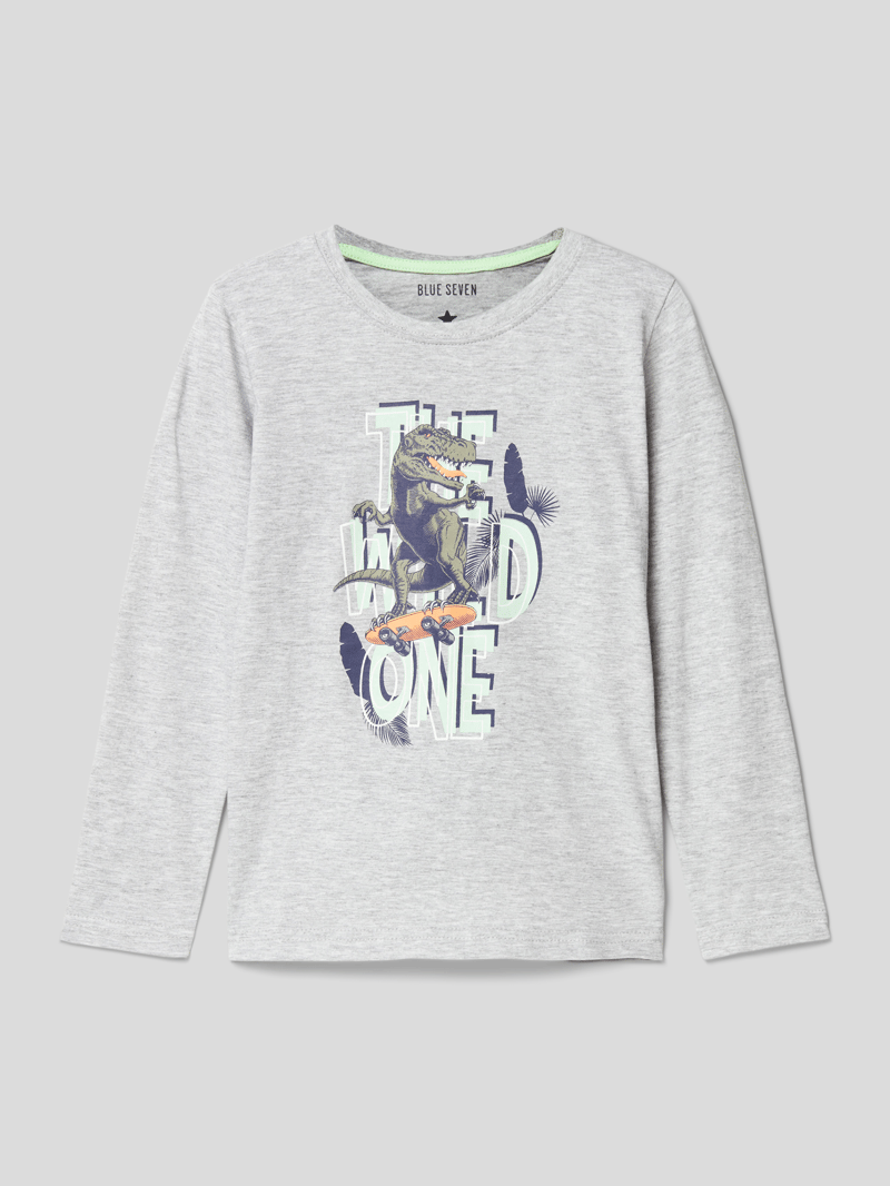 Longsleeve mit Motiv-Print in hellgrau