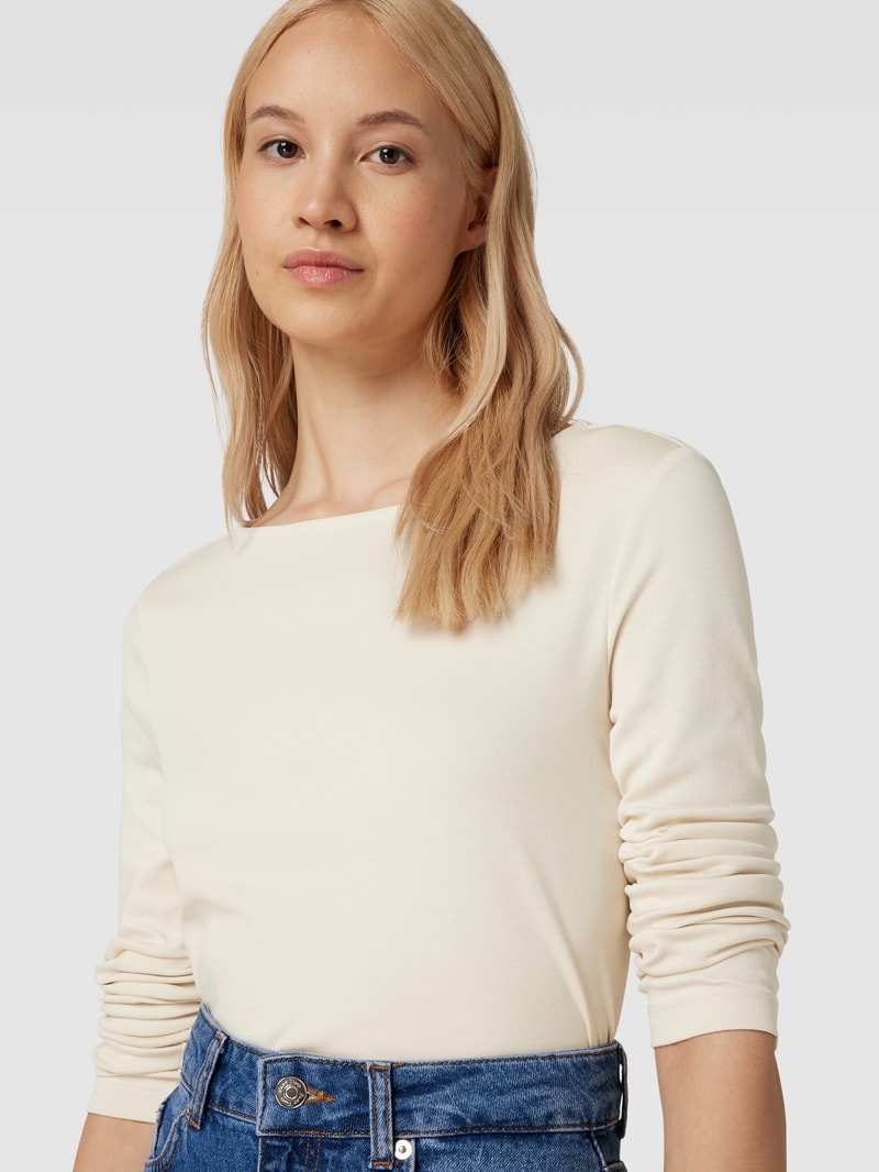 Longsleeve mit U-Boot-Ausschnitt in stein