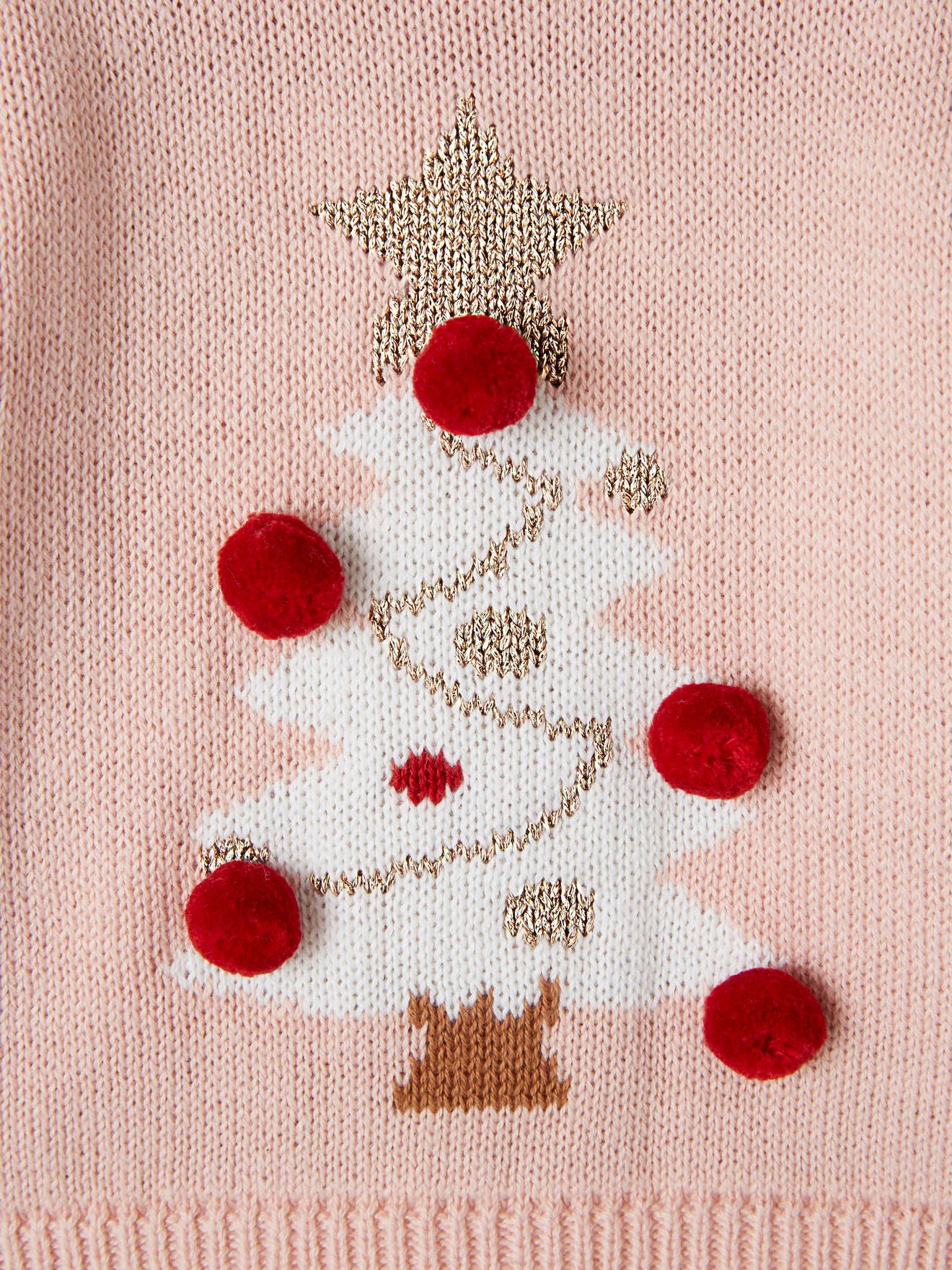 Vertbaudet Baby Weihnachtspullover, Tannenbaum mit Pompons Oeko-Tex - zartrosa
