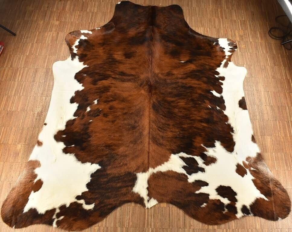 Fellteppich Kuhfell Teppich Tricolor Normandie braun schwarz weiß 220 x 200 cm, KUHFELL online & NOMAD