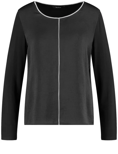 Blusenshirt mit Kontrastleisten