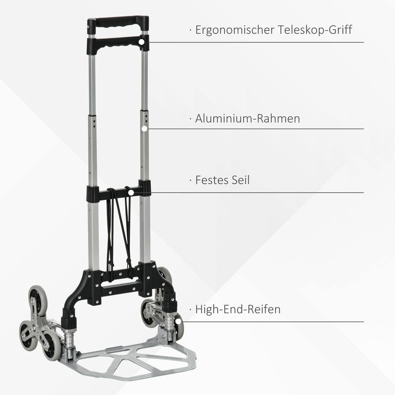 DURHAND Transportkarre mit 6-Rollen, Alu Treppensteiger, Faltbar, max. 70 kg