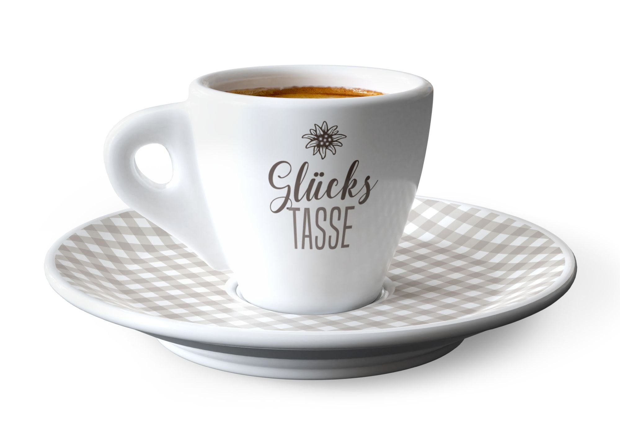 La Vida Espressotasse Espressotasse Mokkatasse mit Unterteller La Vida Art: Glückstasse, Porzellan
