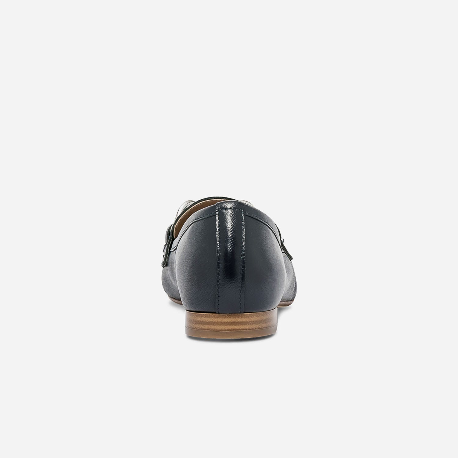 Mocassin marine cuir maxi chaîne argentée