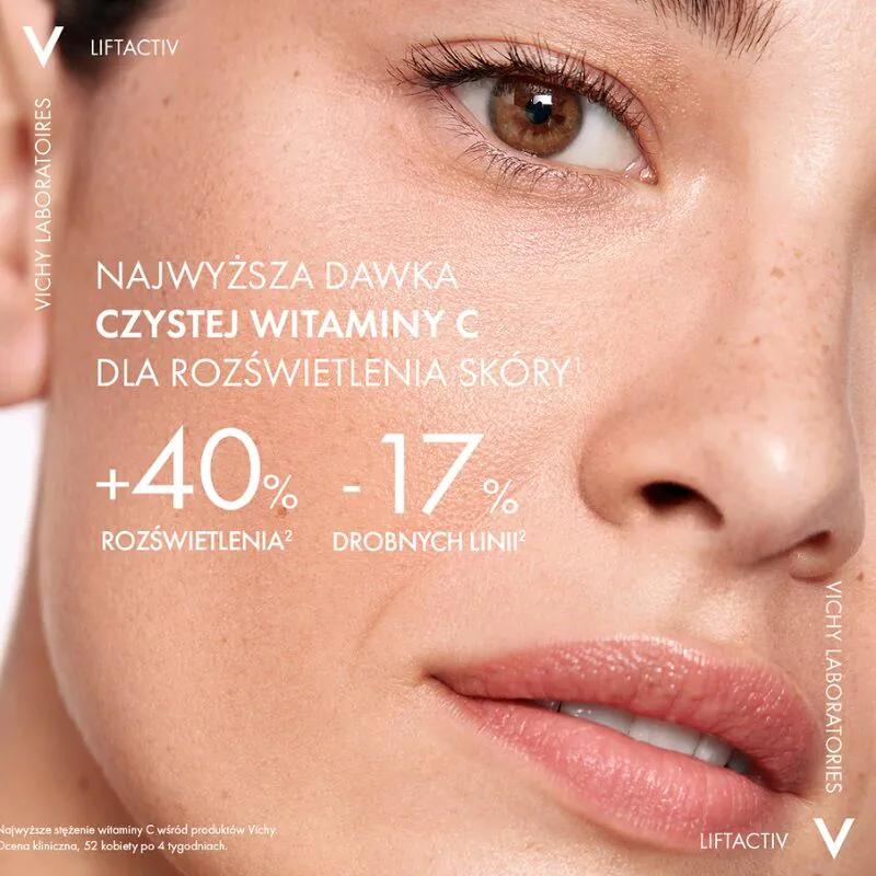 „Vichy Liftactiv Supreme“ skaistinamasis serumas su vitaminu C ir 15 % gryno vitamino C.