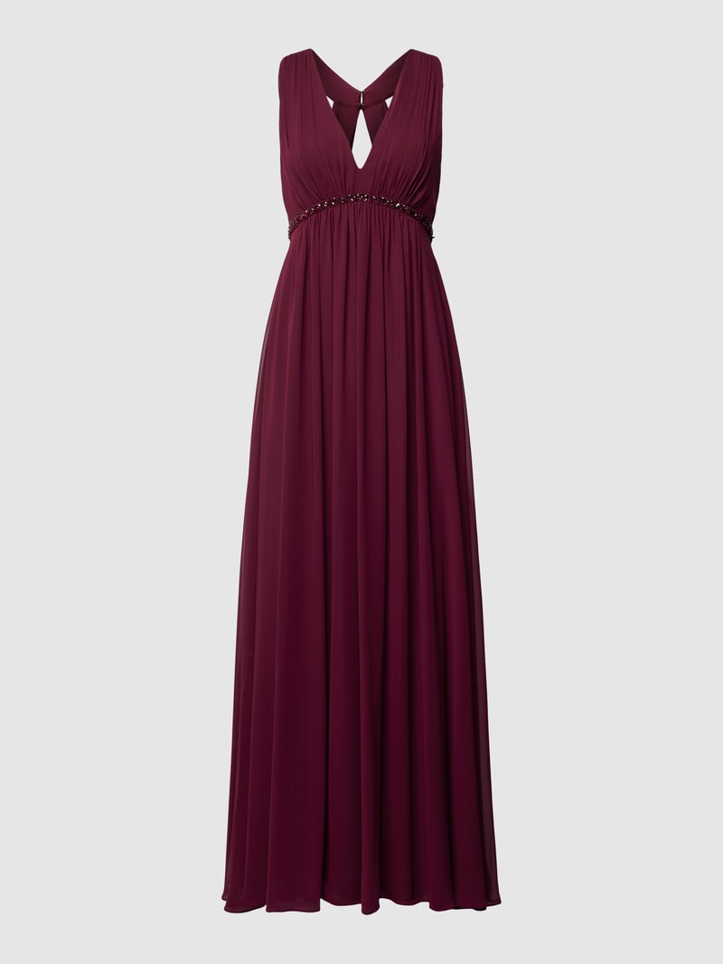 Abendkleid mit Raffungen in kirschrot meliert