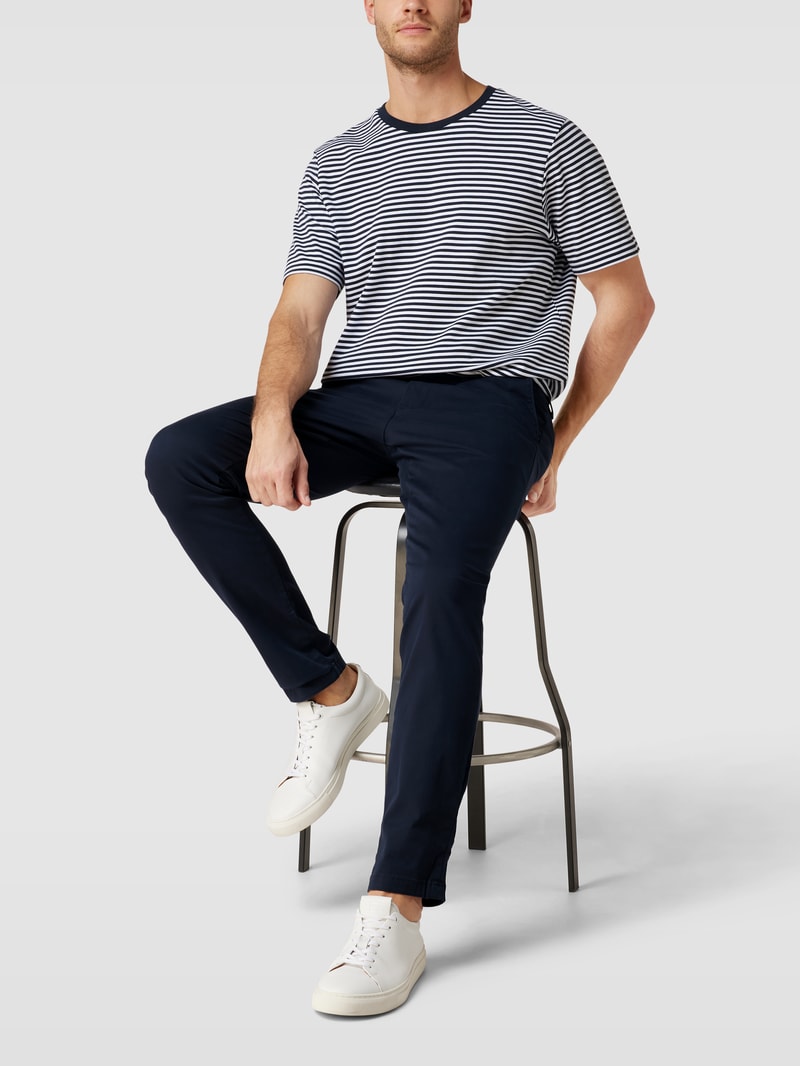 Slim Fit Chino in unifarbenem Design Modell 'NEW Miles' in marineblau