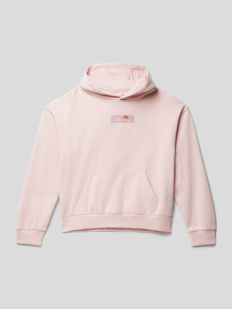 Hoodie mit Label-Print Modell 'Olana' in hellrosa
