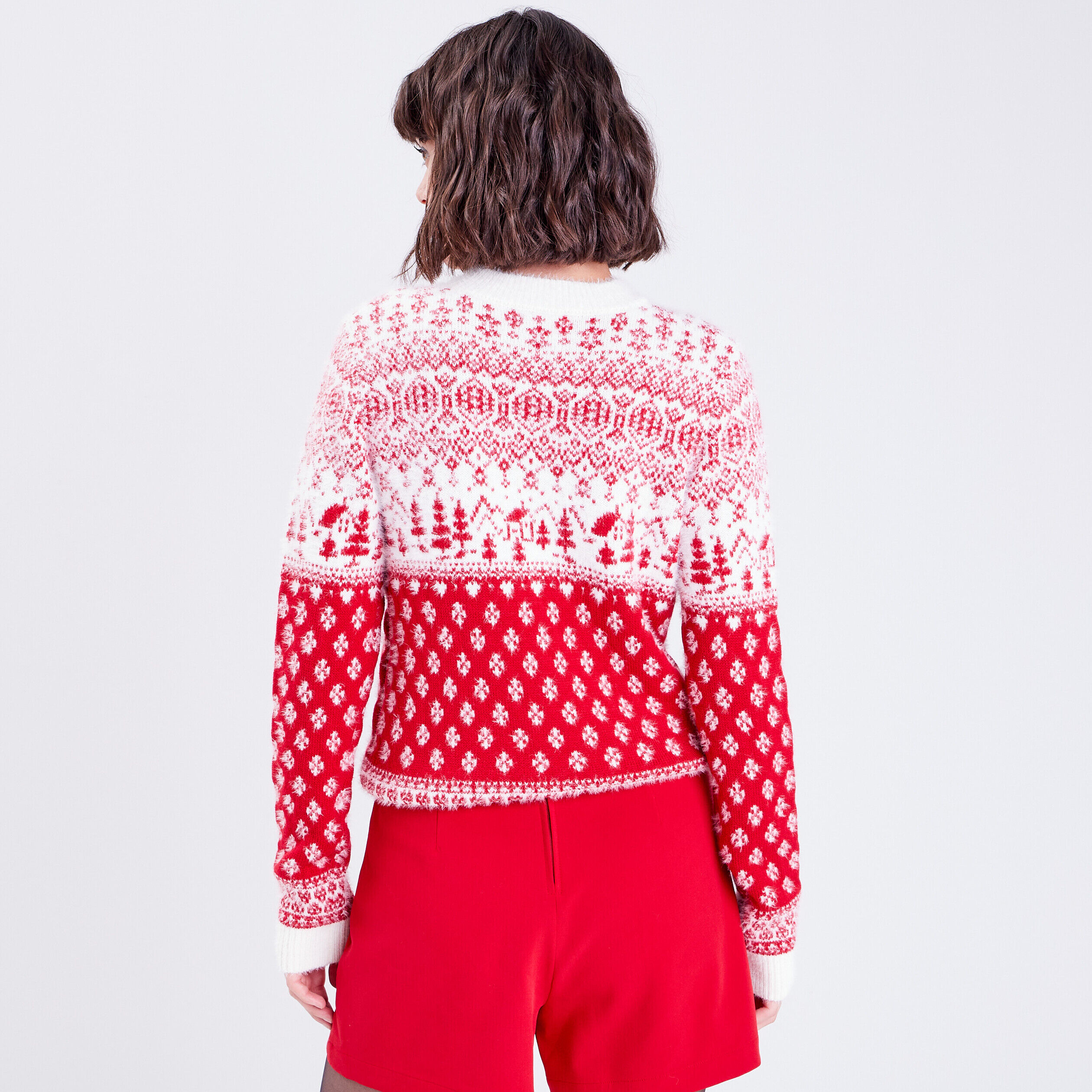 Pull avec col rond rouge femme | Cache Cache