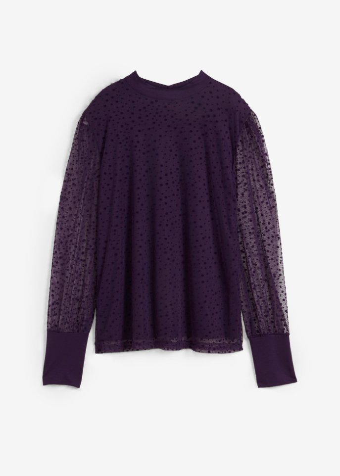 Langarmshirt aus Mesh mit Punkten