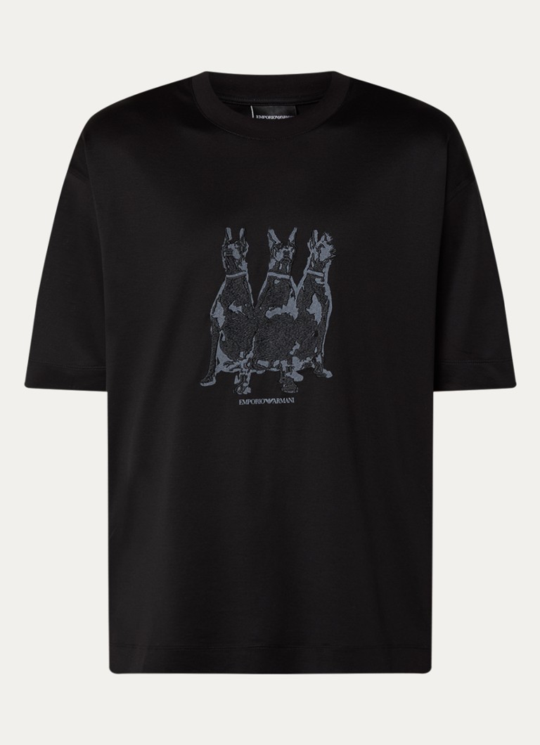 Tricou Emporio Armani din amestec de lyocell cu logo brodat