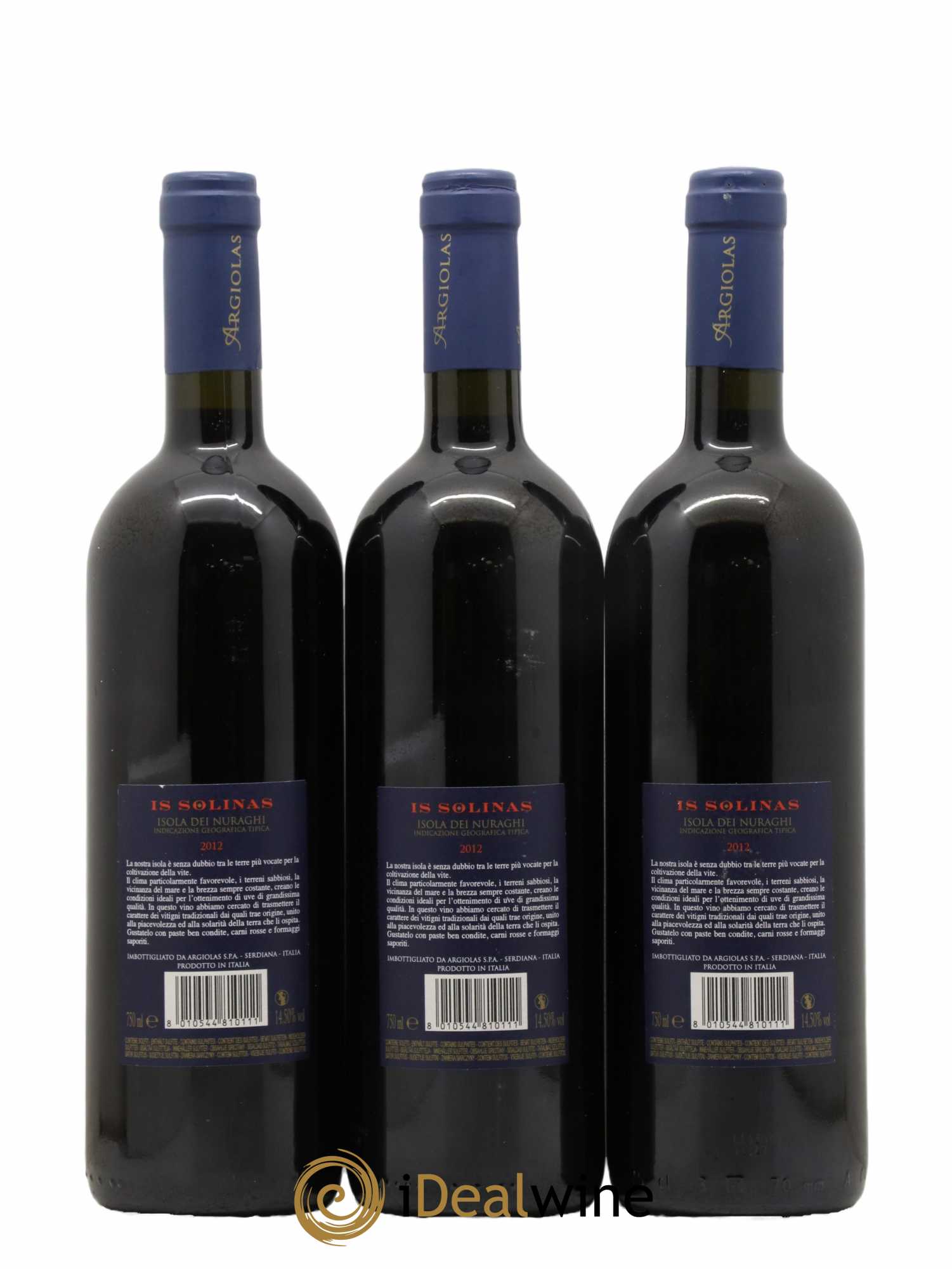 Italie Isola Del Nuraghi Argiolas 2012 - Lot de 3 Bouteilles