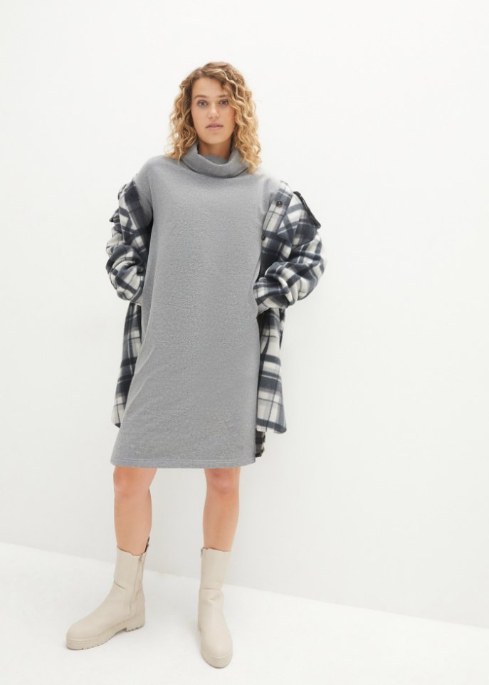 Sweatkleid mit weitem Kragen