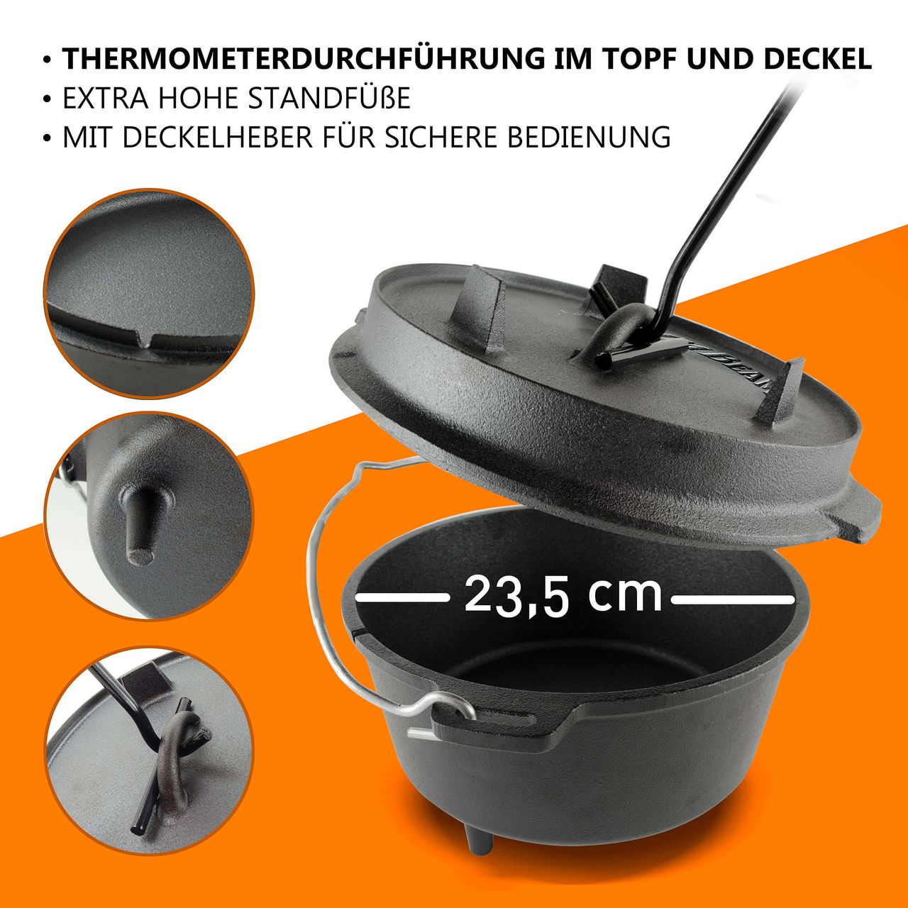 Jim Beam Dutch Oven mit 2-IN-1-Deckel aus Gusseisen