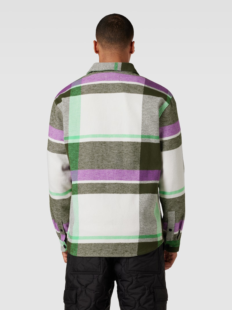 Hemdjacke mit Tartan-Karo in dunkelgrün