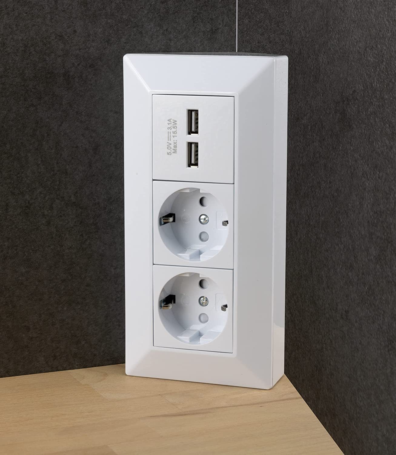 ChiliTec 2-fach Steckdosenblock + 2x USB, weiß Mehrfachsteckdose