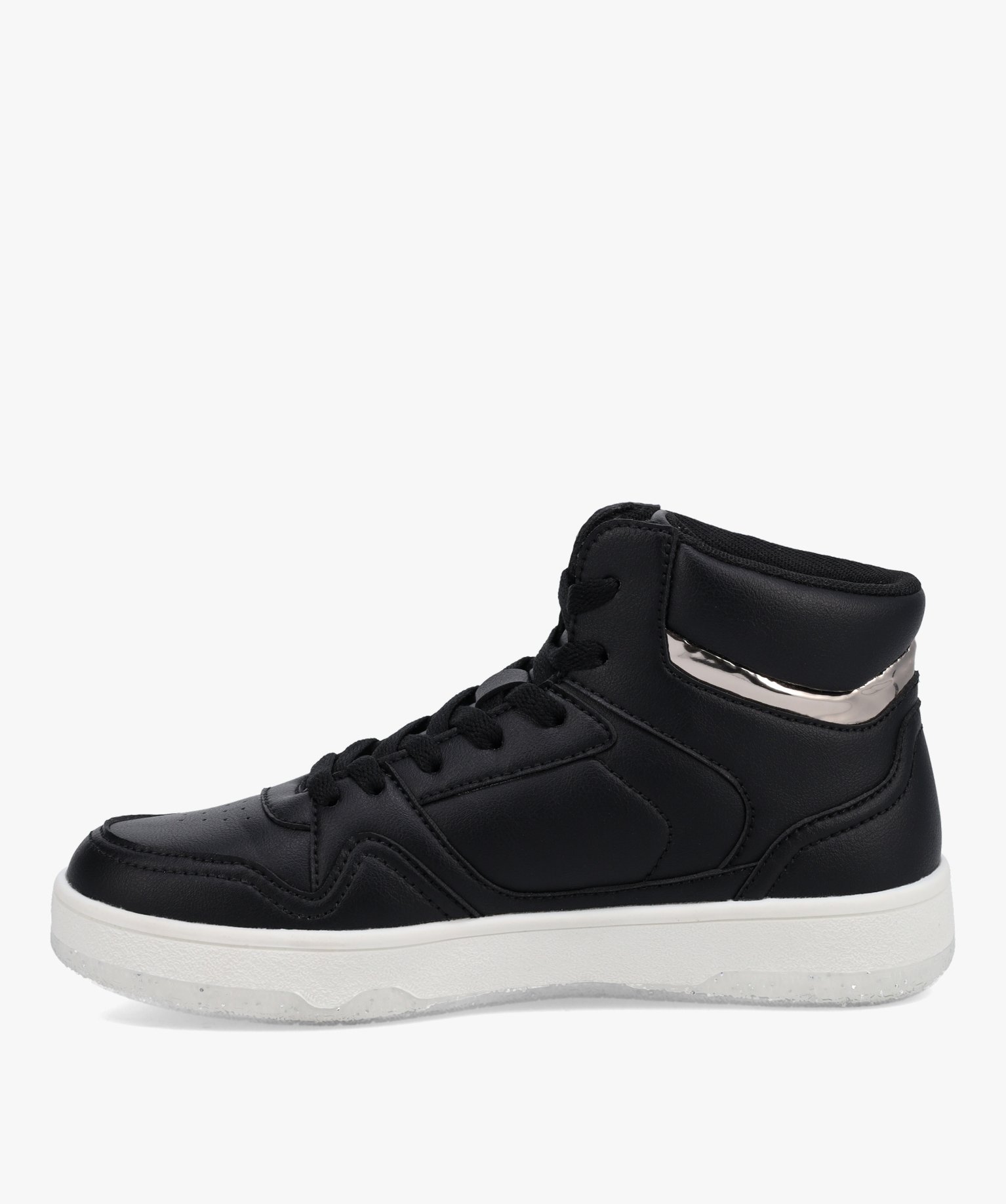 Baskets femme mid-cut unies à semelle pailletée noir | GEMO