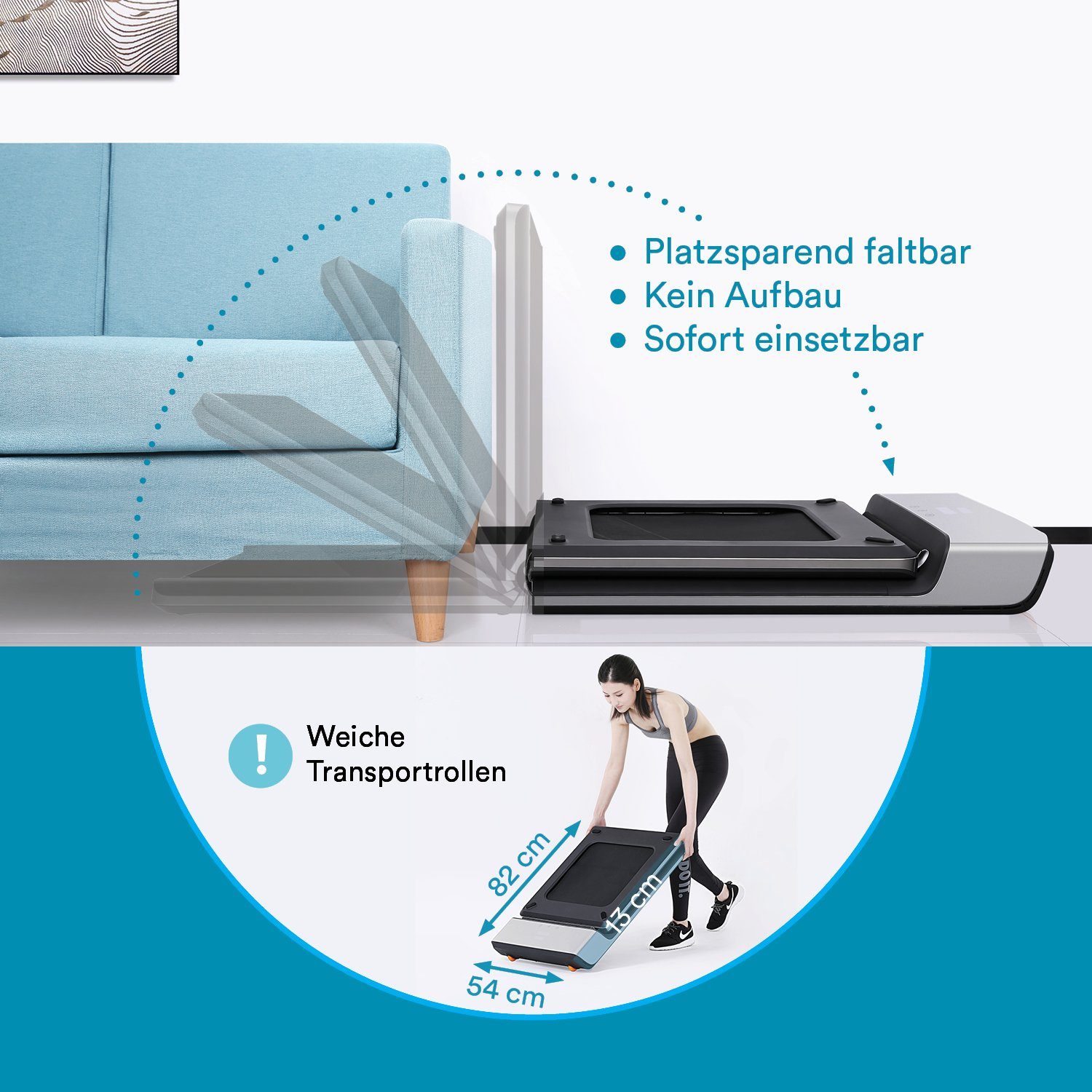 Skandika Laufband Walkingpad, Laufband bis 6km/h, klappbar, Fernbedienung, Adaptive Speedcontrol
