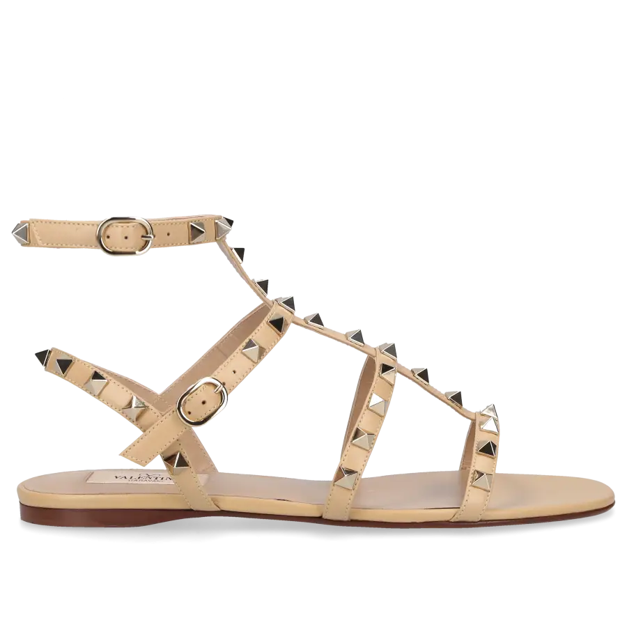 Valentino Garavani - Sandalen ROCKSTUD Kalbsleder - beige