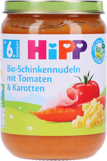 HiPP Bio-Schinkennudeln mit Tomaten und Karotten