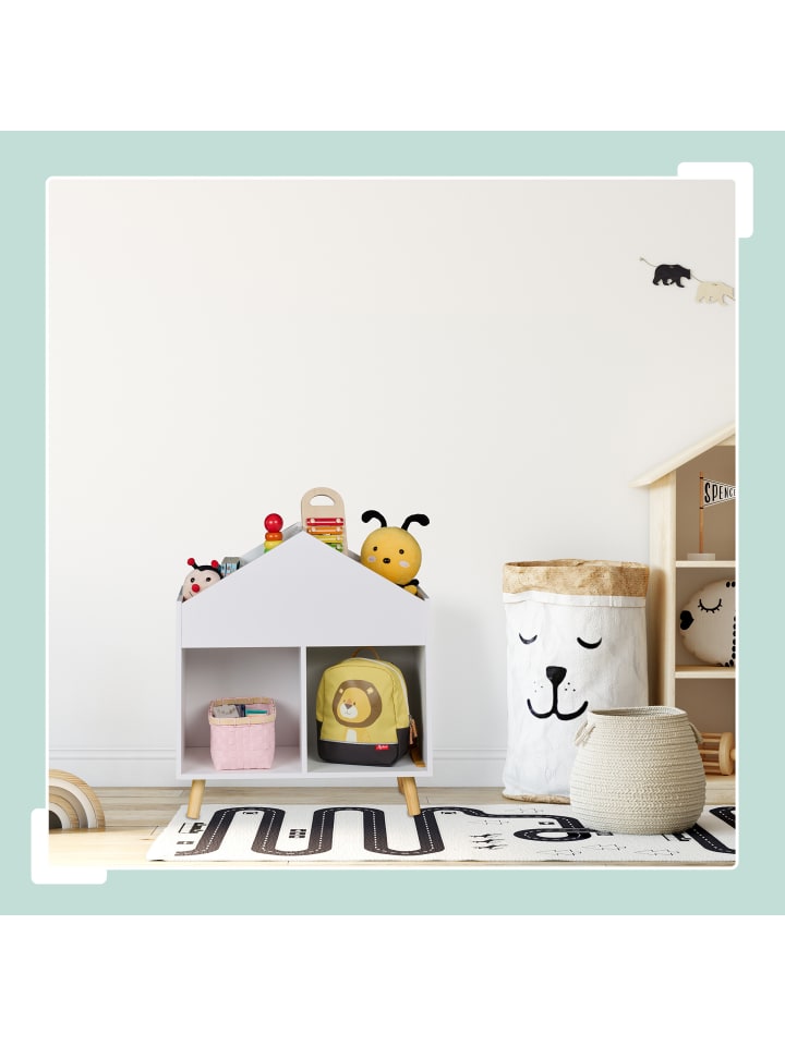 relaxdays Kinderregal in Weiß/ Natur - (B)60 x (H)67 x (T)30 cm günstig kaufen onesize