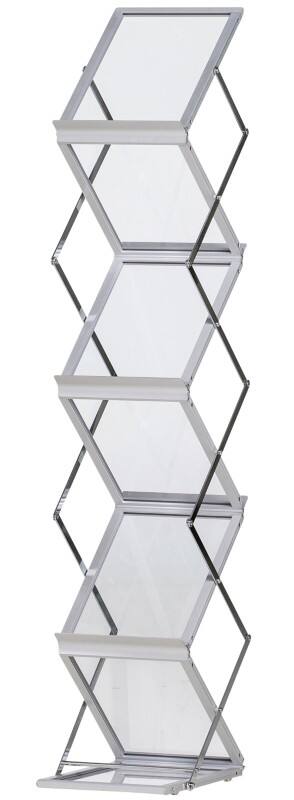 SHOWDOWN-Broschürenständer Silber Zig Zag 280 x 350 x 1.430 mm