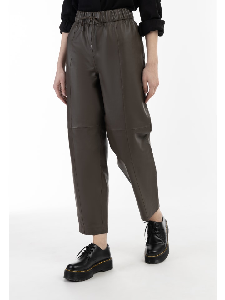 DreiMaster Vintage Lederhose in Taupe günstig kaufen XS