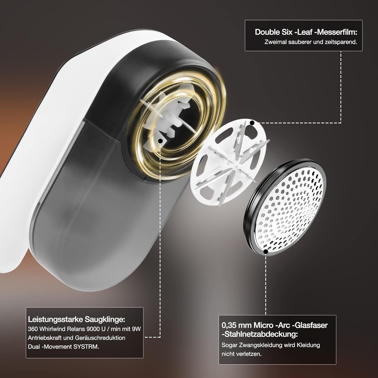 Gontence Fusselrasierer Fusselrasierer Elektrisch,Fusselentferner mit LED-Anzeigen,Einstellbar